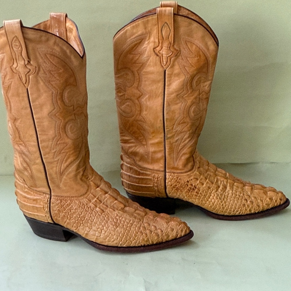 Yellow Cream Rudel Alligator/Leather  Western Cowboy Boots - Picture 6 of 16